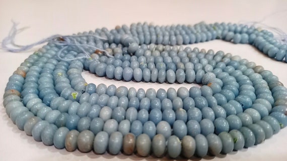 Natural Angelite Rondelle Plain Smooth 8mm Gemstone Beads Sold Per Strand 8 Inches Long Great Quality Beads