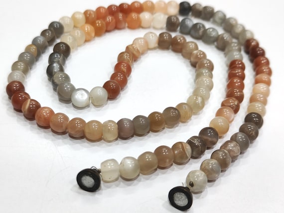 Natural Multi Moonstone Round Plain Smooth  7mm  Beaded Necklace 26 Inches Long With Magnetic Clasp Top Quality Wholesale prices