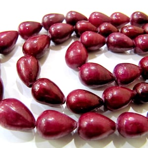 Natural Ruby Corundum Smooth Plain Tear Drop Shape Straight Drilled Size 6X9mm to 10X14mm Beads Strand 8 inches long Wholesale Price