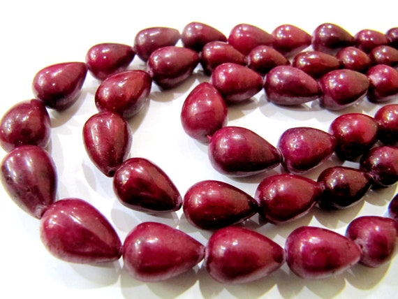 Natural Ruby Corundum Smooth Plain Tear Drop Shape Straight Drilled Size 6X9mm to 10X14mm Beads Strand 8 inches long Wholesale Price