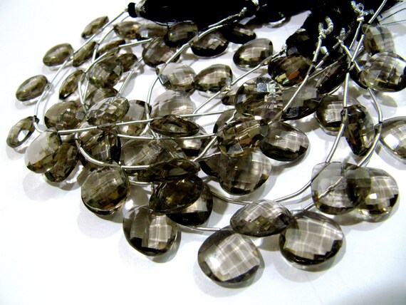 Smoky Quartz Heart shape Briolette Faceted Beads Size 13mm  Beads Strand 8 inches Long Jewelry making Gemstone beads