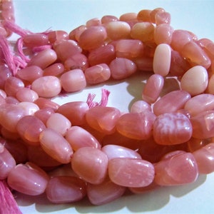 Natural Pink Opal Plain Smooth Nugget Tumbled Beads 10 to 20mm Strand 8 Inches Long Jewelry Making Beads Sold Per Strand Wholesale Price