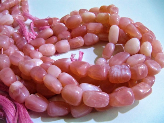 Natural Pink Opal Plain Smooth Nugget Tumbled Beads 10 to 20mm Strand 8 Inches Long Jewelry Making Beads Sold Per Strand Wholesale Price