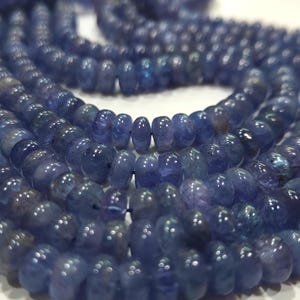 Natural Untreated Tanzanite 6 to 7mm Rondelle Plain Smooth Gemstone beads Sold Per strand 8 inches Long