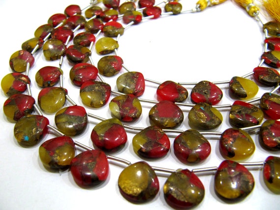 Natural Oyster Turquoise Heart Shape Smooth Plain 12mm Multi Color Copper Turquoise Beads Strand 8 inch Long Sold Per Strand Wholesale Price