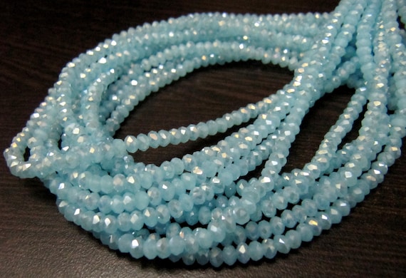 Mystic Coated Light Aqua Chalcedony Hydro Quartz Rondelle Faceted Size 4mm Beads Strand 13 inches long Wholesale prices