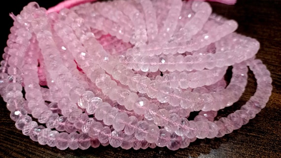 Natural Rose Quartz Rondelle Faceted 7 to 9mm Beads Sold Per Strand 8 Inches Long Best quality Beads Choose the size