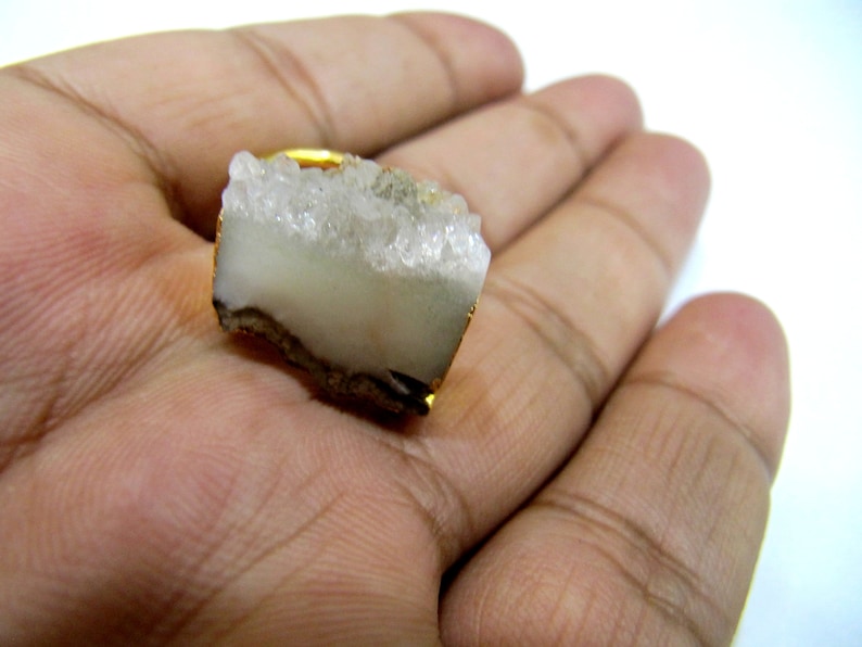 ON SALE Mix Color Slice Agate Druzy Ring Free Size Gold Plated Adjustable Multi Color Drusy Ring Jewelry for Girls and Women Wholesale Pric