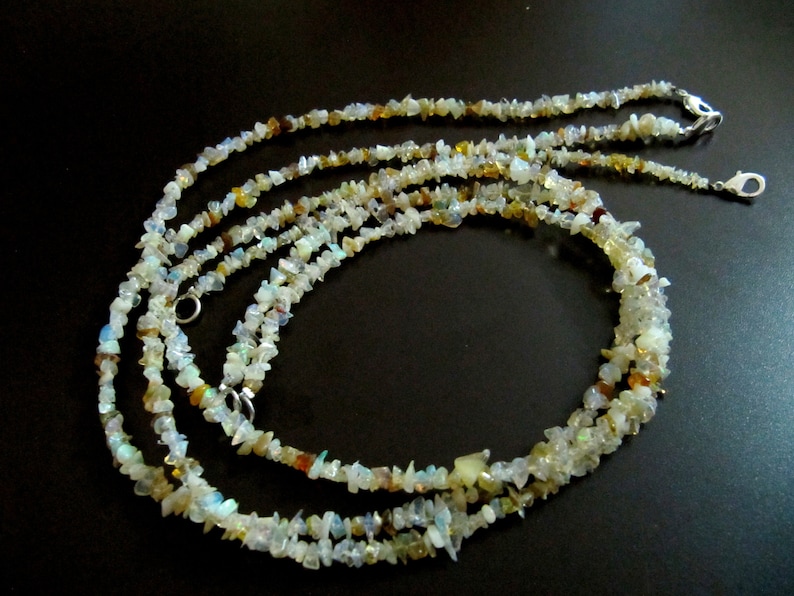 ON SALE Natural Ethiopian Opal Irregular Chip Gravel Uncut Nugget 4mm To 5mm Beaded Necklace Strand 18 Inches Long Sold Per Piece