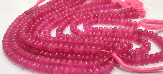 Natural Pink Tourmaline Quartz Rondelle Plain Smooth  Gemstone Beads Sold per strand 8 Inches Long Best quality Beads
