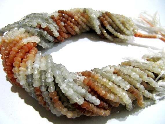 Natural Multi Moonstone Rondelle Faceted Beads 3-4mm Strand 13 inches long High Quality Beads Wholesale prices jewelry making gemstone beads