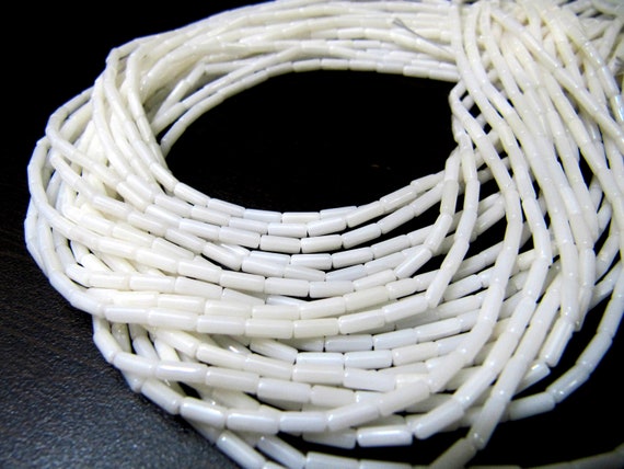 White Coral Italian Tubelite Shape Beads Size 2X6mm Approximately Long Drilled Sold per Strand of 16 Inches Long Smooth White Coral Beads