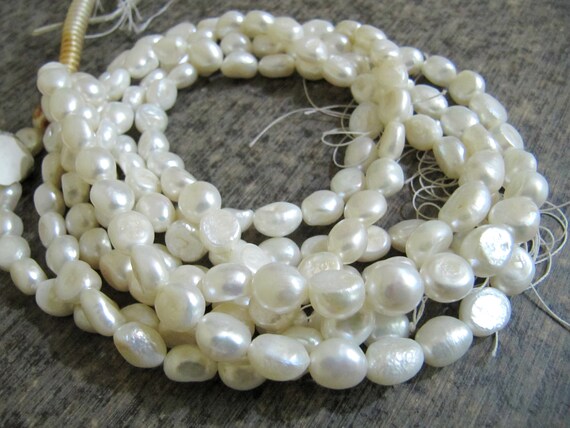 Natural Fresh water Pearl Tumbled Shape White Pearl 8X10mm Size Beads Strand 16 inches Long Jewelry Making Gemstone Beads