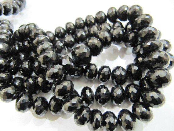 Natural Black Spinel  Rondelle Faceted Beads 8 to 12mm Strand 8 inches Long Wholesale Prices Best Quality Jewelry Making Gemstone Beads