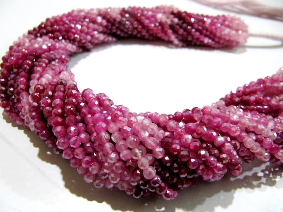 Natural Pink Moonstone Silver Coated Rondelle Faceted Beads 3mm Strand 13 inch long Top Quality shaded color Beads Wholesale prices