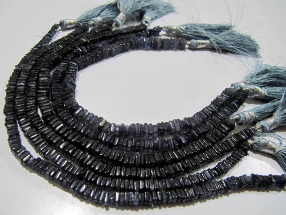Natural Iolite  Heishi Cut Square Shape Beads 4-6mm Gemstone Beads Strand 8 inches Long Blue color Jewelry making gemstone