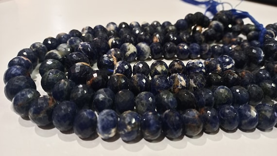 Natural sodalite Gemstone Rondelle Faceted 9 to 14mm Beads Sold Per strand 8 inches Long Great Quality Beads