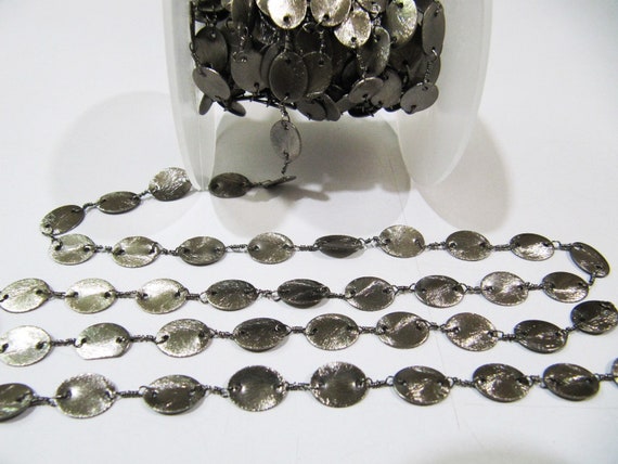 3 Feet Beautiful Metal Finding Rosary Chain,Hammered Round coin Shape Chain 10mm Connector Chain Sold Per Foot High Quality Wholesale Prices