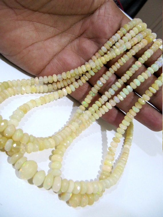 Natural Ethiopian Opal Rondelle Briolette faceted Beads 5 to 9 mm Graduated best Quality Beads Strand 9 inches Long Jewelry making gemstone