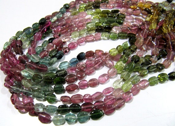 Natural Multi Tourmaline Beads Oval Smooth Beads 5x7 mm Sold per Strand of 13 Inches Long Watermelon Tourmaline Beads Wholesale Price