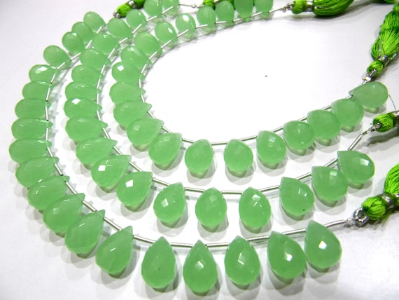 Green Chalcedony 10x14mm Tear Drop  Quartz Top Quality Gemstone Briolette Beads Jewelry Making Beads Strand 8 Inches Sold Per Strand