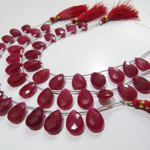 Ruby Pear Heart Shape Briolette  Faceted Beads Size 10x15mm Sold per strand  8 inches long Jewelry Making Gemstone  Beads