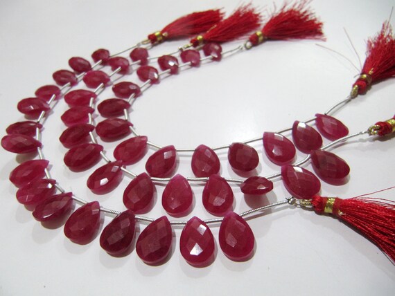 Ruby Pear Heart Shape Briolette  Faceted Beads Size 10x15mm Sold per strand  8 inches long Jewelry Making Gemstone  Beads