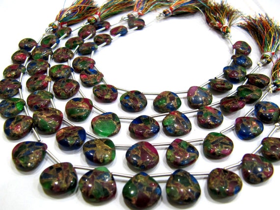 Multi Color Oyster Turquoise Heart Shape Smooth Plain Size 12mm Multi Color shaded Beads Strand 8 inch Long Sold Per Strand Wholesale Price