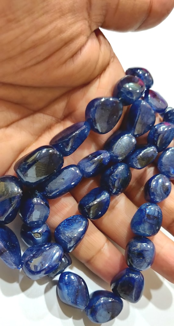 Pack of 2 Loose Natural Blue Sapphire  10mm to 15mm Nugget Tumbled Shape Drilled Beads Precious Stone Beads  Wholesale Prices