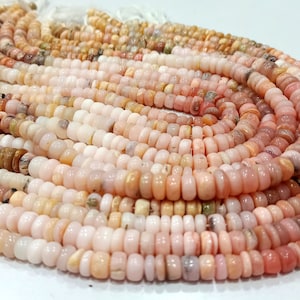 Natural Pink Opal Rondelle Plain smooth 5 to 8mm Beads sold per Strand 8 Inches Long Great Quality Beads