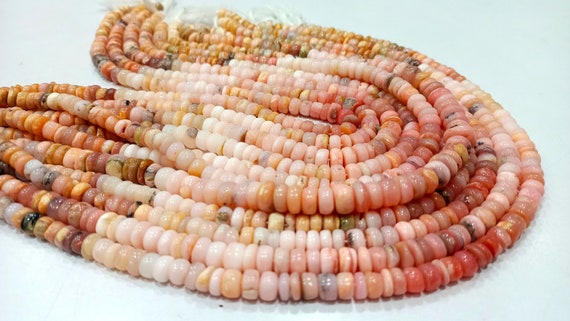 Natural Pink Opal Rondelle Plain smooth 5 to 8mm Beads sold per Strand 8 Inches Long Great Quality Beads