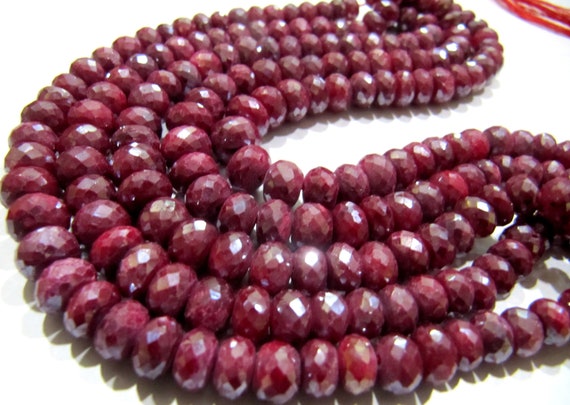 Natural Ruby Silverite Rondelle Faceted 8mm Size Gemstone Beads strand 8 Inches Long Wholesale Prices Jewelry making beads