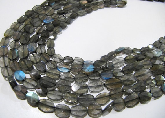 Natural Labradorite Oval Faceted 6-10mm Beads Blue Flashy Strands 13 inch Long Top Quality Black Rainbow Jewelry making Gemstone Beads