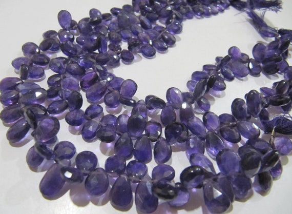 Natural Amethyst Pear Shape 8x12 mm to 9x14mm Briolette Faceted Beads Strand 8 inches long Wholesale Prices top quality jewelry making bead
