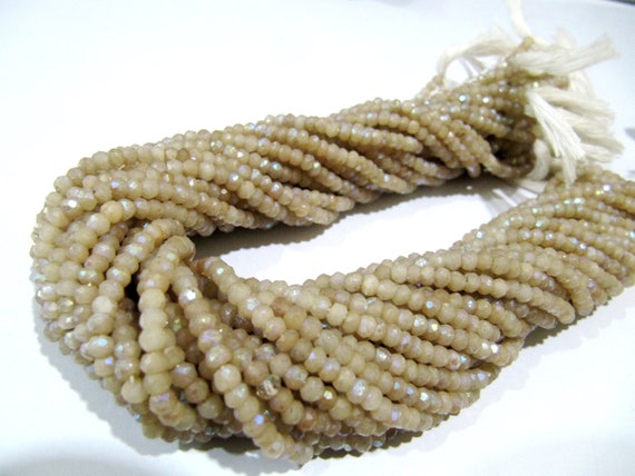 Natural Quartz AB Mystic Coated Rondelle Faceted 3-4mm Beads Strand 13 inches Jewelry Making Beads Wholesale Prices