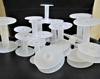 White Spool Empty Plastic 7.6 cm tall x 6.5 cm wide Reel Ribbon Storage 5 pack White Spool Empty Plastic 7.6 cm tall x 6.5 cm wide Reel Ribbon Storage 5 pack