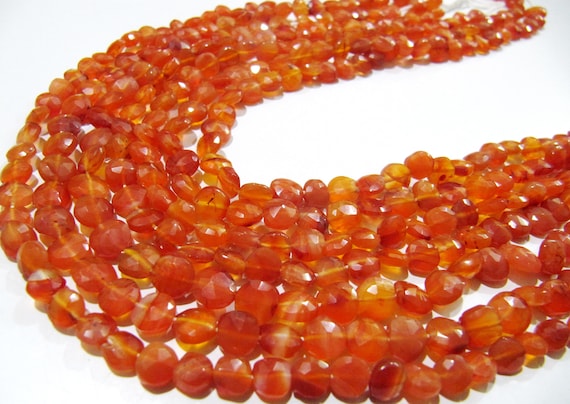 Natural Carnelian Coin Shape Briolette Faceted 6mm Gemstone Beads Strand 13inches long Top Quality Wholesale Prices gemstone beads
