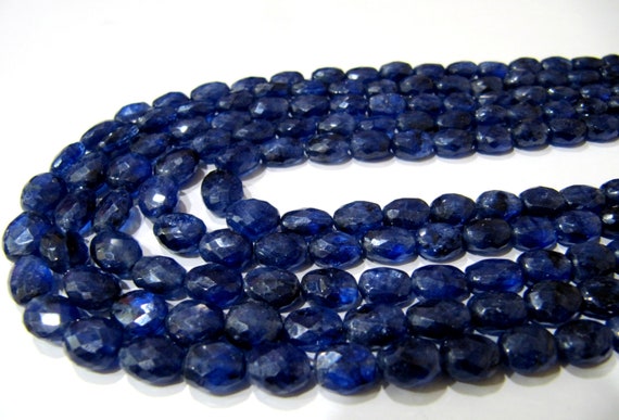 Natural Blue Sapphire Oval Shape Briolette Faceted 5x7mm to 8X11mm Size Beaded Strand Top Quality Precious Gemstone Beads strand 4 inch