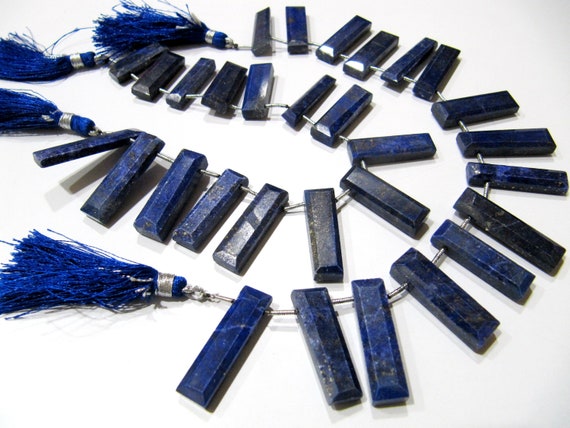 Natural Lapis Lazuli Baguette Shape 8x12mm Approximately Long Beads strand 8 Inches long Sold Per Strand Jewelry making Rectangle Beads