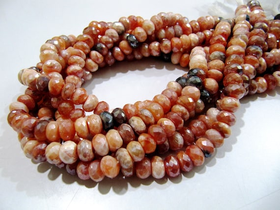 Top Quality Mystic Coated Carnelian / Fire Opal Beads Rondelle Faceted Natural Gemstone Beads 7-8mm Size Strand 8i inch long Wholesale Price