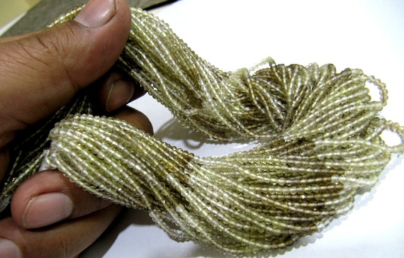 Natural Bio Lemon Quartz 2.5mm Rondelle Micro faceted Gemstone Beads Strand 13 Inches Long Best Quality Beads Sold Per Strand