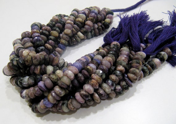 AAA Graded Natural Charoite Beads, Rondelle faceted, size 7-8mm available, Sold per String 10 inches Long, Healing Purple Gemstone Beads