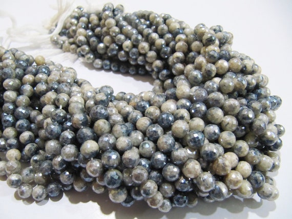 Best Quality Natural Grey Silverite Round Faceted 6-7mm Beads Jewelry Making Gemstone Beads Strand Size 15 Inches long