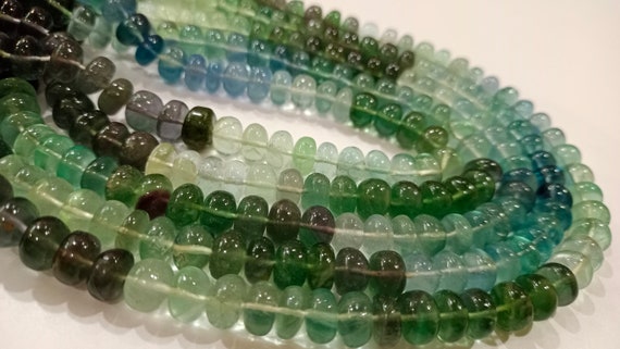 Natural Multi Fluorite Gemstone Rondelle  Plain Smooth 8 mm Beads Sold Per Strand 8 Inches Long Great Quality Beads