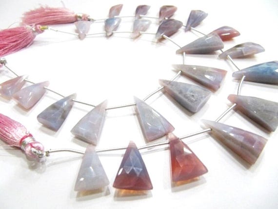 Natural Lavender Blue Opal Triangle Shape Faceted  Briolette 14X24mm beads Jewelry Making Gemstone Beads Strand 8 inch Long Wholesale Prices