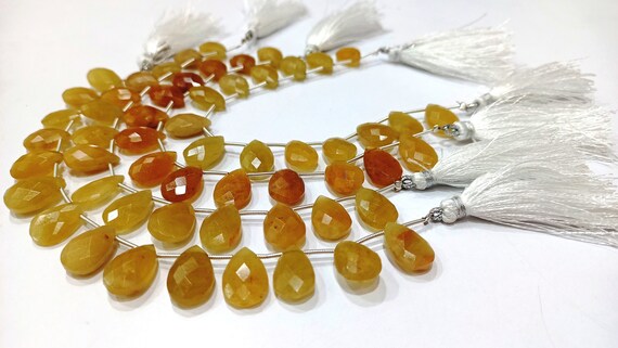 Natural Yellow  Aquamarine Pear Shape 10x15mm Briolette Beads Sold per Strand 8 Inches long Best quality Beads