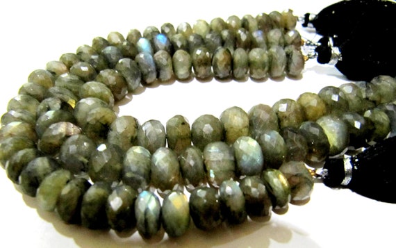 Natural Labradorite Rondelle Faceted 8-12mm Beads Blue Flashy Strands 8 inch Long Top Quality Black Rainbow Jewelry making Gemstone Beads