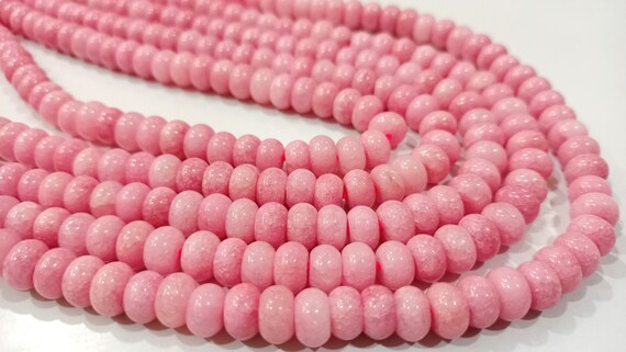 Natural Pink Chalcedony Rondelle Plain Smooth 8mm Gemstone Beads Sold Per strand 8 Inches Long Great Quality Beads