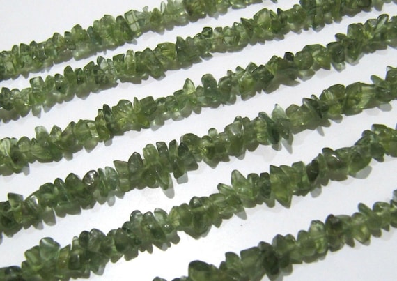 Natural Green Apatite Irregular Chip Gravel Uncut Nugget 5mm To 7mm Beads Green Color Jewelry Making Beads Strand 34 Inch Long