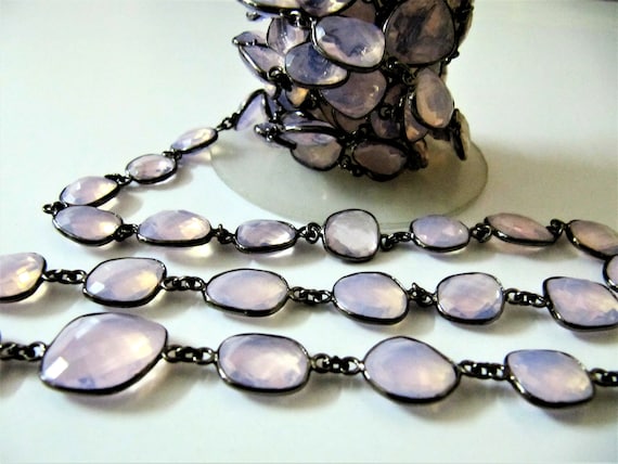 Pink Opal Quartz Uneven  Free Shape Briolette Bezel Connector Chain Size 12-15mm Wholesale price Jewelry Making Link Chain